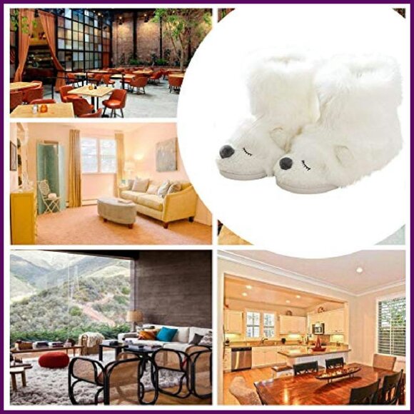 Warm Fluffy Slippers with Memory Foam, Anti-Slip Sole, Size 4-9.5 - Picture 7 of 8